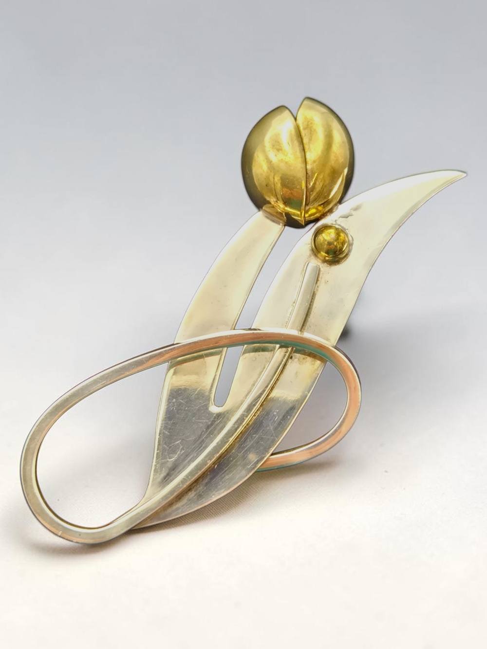 Vintage Taxco Mexico Sterling Silver Modernist Brooch TC-126 Abstract MCM 21g - Picture 5 of 11